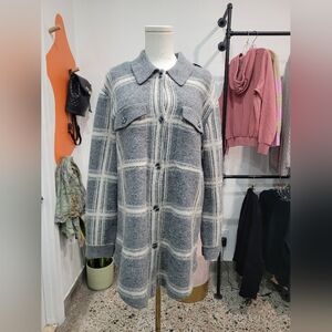 Simons Gray Knit Plaid Sweater